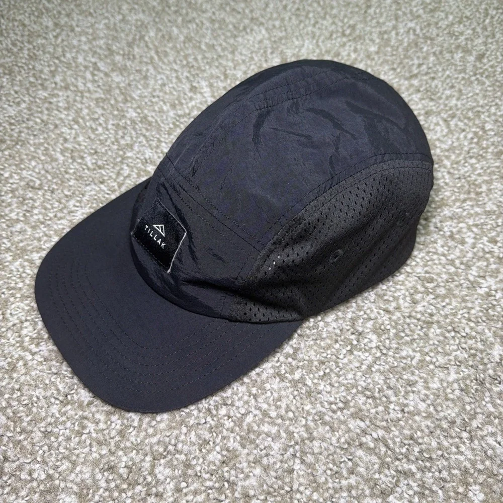 Tillak Wallowa 5-Panel Hat Cap Nylon Strap Back Black Camp Hike Outdoor Gorpcore